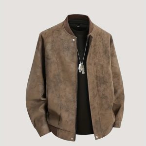 Desert camo brown men and women's leather jacket