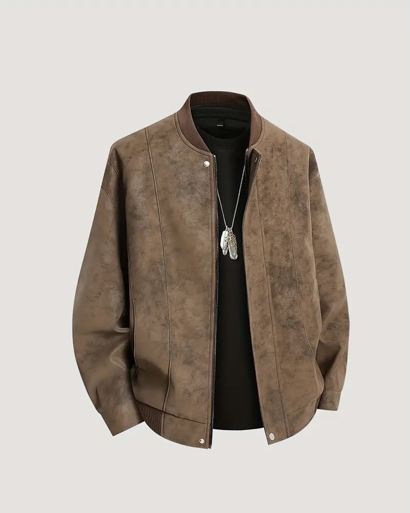 Desert camo brown men and women's leather jacket