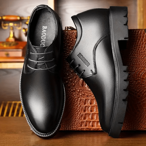 black leather classic shoes
