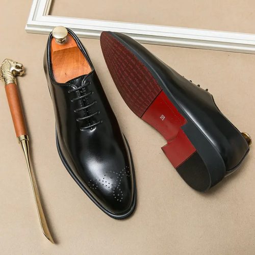 black leather shoes