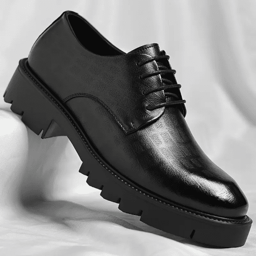 black leather shoes