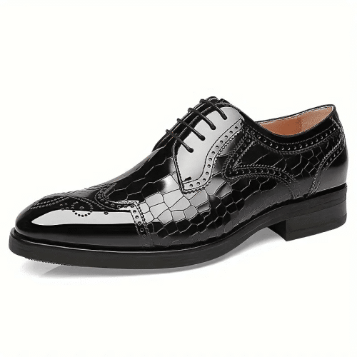 black leather shoe