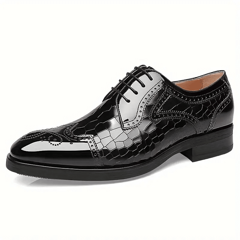 black leather shoe