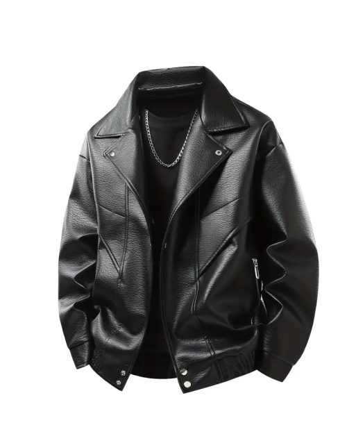 black leather jacket