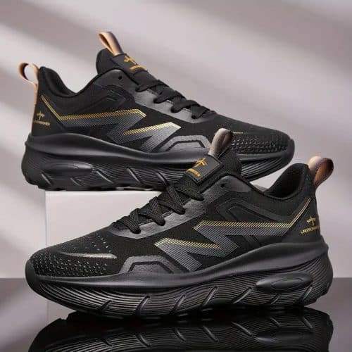 Men’s Black & Golden Running Shoes