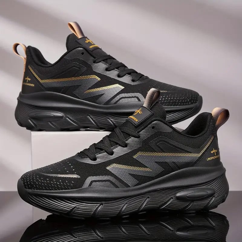 Men’s Black & Golden Running Shoes