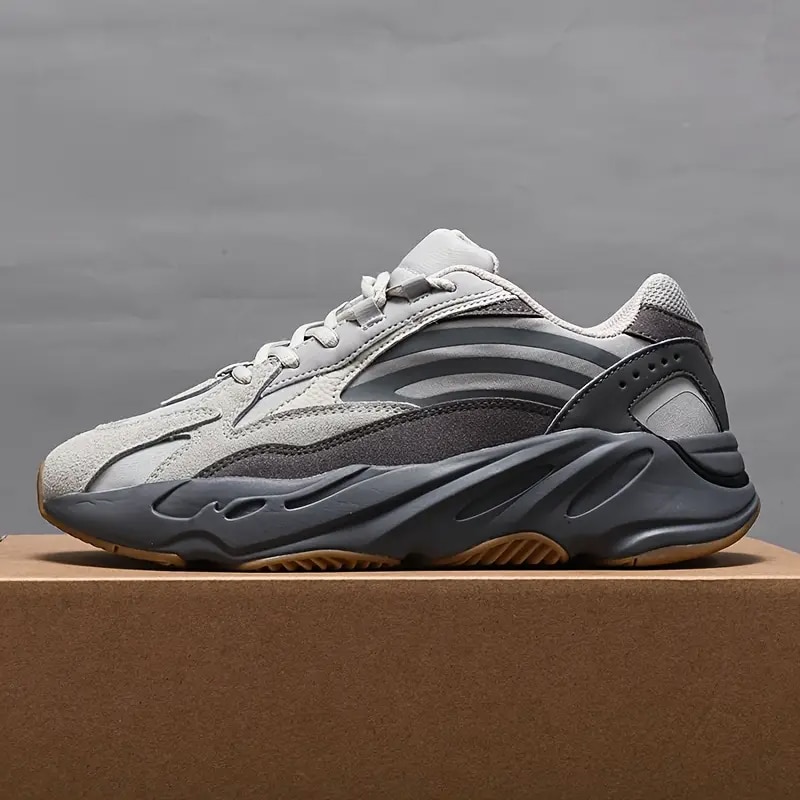 Grey & Black Pattern Sneakers