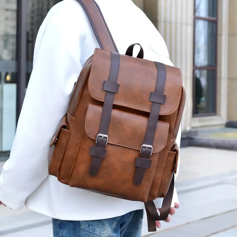 Khaki Unisex Laptop Backpack