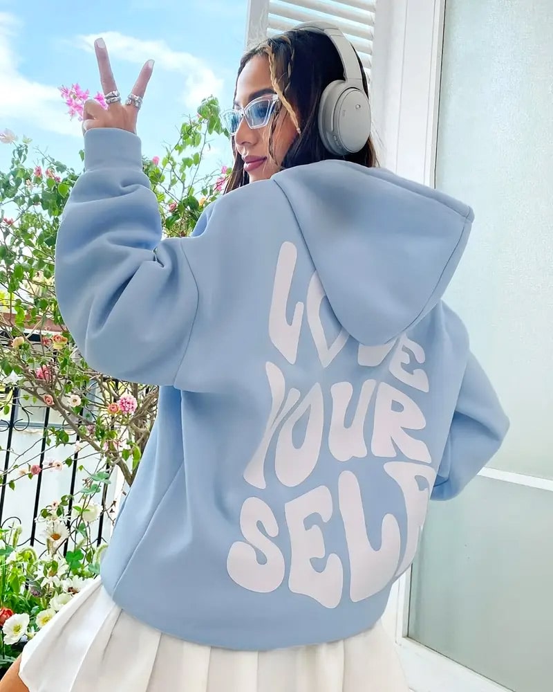 Love Yourself graphic hoodie